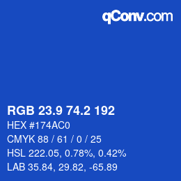 カラーコード: RGB 23.9 74.2 192 | qconv.com