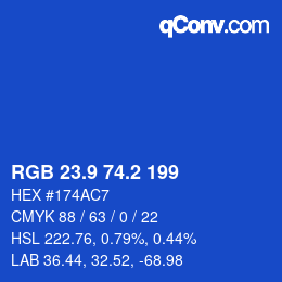 カラーコード: RGB 23.9 74.2 199 | qconv.com