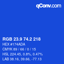 カラーコード: RGB 23.9 74.2 218 | qconv.com