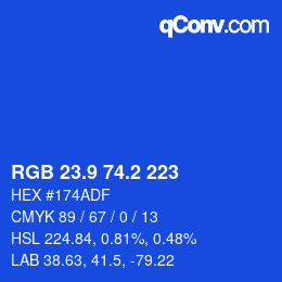 カラーコード: RGB 23.9 74.2 223 | qconv.com