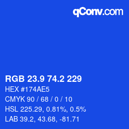 カラーコード: RGB 23.9 74.2 229 | qconv.com