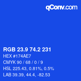 カラーコード: RGB 23.9 74.2 231 | qconv.com