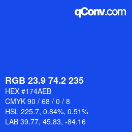 カラーコード: RGB 23.9 74.2 235 | qconv.com
