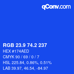 カラーコード: RGB 23.9 74.2 237 | qconv.com