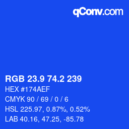 カラーコード: RGB 23.9 74.2 239 | qconv.com