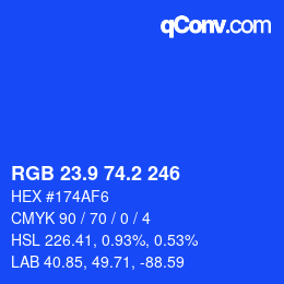 カラーコード: RGB 23.9 74.2 246 | qconv.com