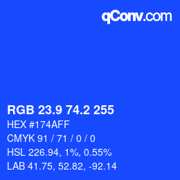 カラーコード: RGB 23.9 74.2 255 | qconv.com