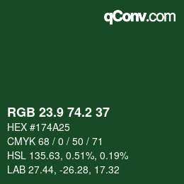 カラーコード: RGB 23.9 74.2 37 | qconv.com