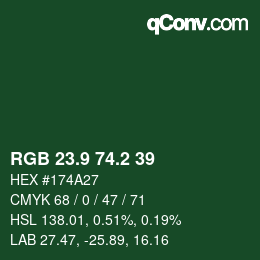 Color code: RGB 23.9 74.2 39 | qconv.com