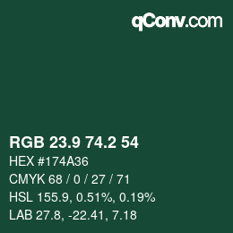 Color code: RGB 23.9 74.2 54 | qconv.com