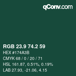 カラーコード: RGB 23.9 74.2 59 | qconv.com