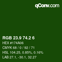 カラーコード: RGB 23.9 74.2 6 | qconv.com