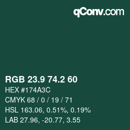 カラーコード: RGB 23.9 74.2 60 | qconv.com