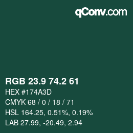 Color code: RGB 23.9 74.2 61 | qconv.com