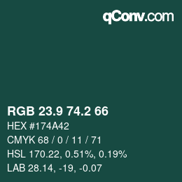 カラーコード: RGB 23.9 74.2 66 | qconv.com