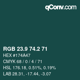 Color code: RGB 23.9 74.2 71 | qconv.com