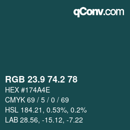 Color code: RGB 23.9 74.2 78 | qconv.com