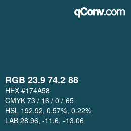 Color code: RGB 23.9 74.2 88 | qconv.com