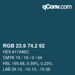 Color code: RGB 23.9 74.2 92 | qconv.com