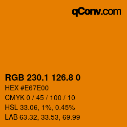 Color code: RGB 230.1 126.8 0 | qconv.com