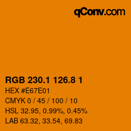 カラーコード: RGB 230.1 126.8 1 | qconv.com