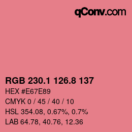 カラーコード: RGB 230.1 126.8 137 | qconv.com
