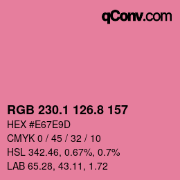 カラーコード: RGB 230.1 126.8 157 | qconv.com