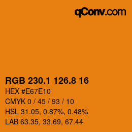 カラーコード: RGB 230.1 126.8 16 | qconv.com