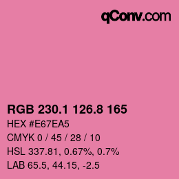 カラーコード: RGB 230.1 126.8 165 | qconv.com
