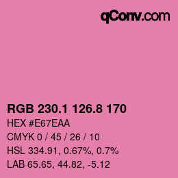 カラーコード: RGB 230.1 126.8 170 | qconv.com