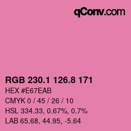 カラーコード: RGB 230.1 126.8 171 | qconv.com