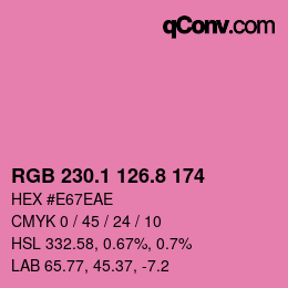 カラーコード: RGB 230.1 126.8 174 | qconv.com