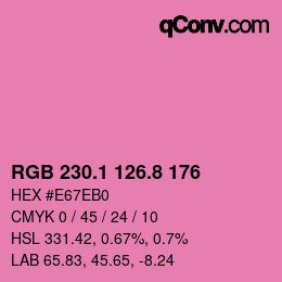 カラーコード: RGB 230.1 126.8 176 | qconv.com