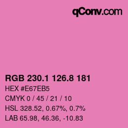 カラーコード: RGB 230.1 126.8 181 | qconv.com