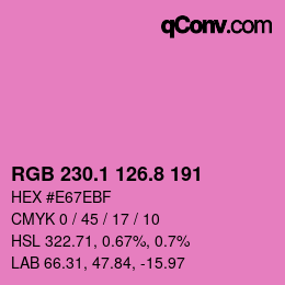 カラーコード: RGB 230.1 126.8 191 | qconv.com