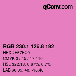 カラーコード: RGB 230.1 126.8 192 | qconv.com