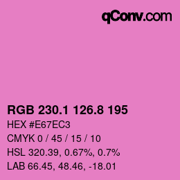 カラーコード: RGB 230.1 126.8 195 | qconv.com