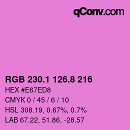 カラーコード: RGB 230.1 126.8 216 | qconv.com