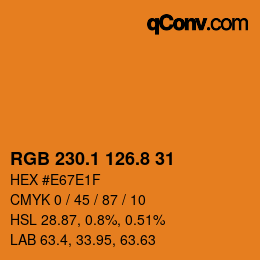 Color code: RGB 230.1 126.8 31 | qconv.com