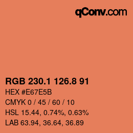 カラーコード: RGB 230.1 126.8 91 | qconv.com