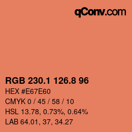 カラーコード: RGB 230.1 126.8 96 | qconv.com