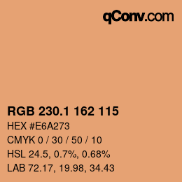カラーコード: RGB 230.1 162 115 | qconv.com