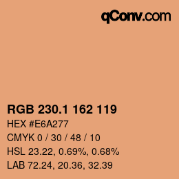 カラーコード: RGB 230.1 162 119 | qconv.com