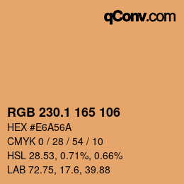 カラーコード: RGB 230.1 165 106 | qconv.com