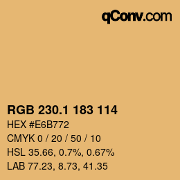 カラーコード: RGB 230.1 183 114 | qconv.com