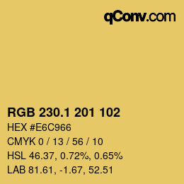 カラーコード: RGB 230.1 201 102 | qconv.com