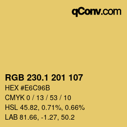 カラーコード: RGB 230.1 201 107 | qconv.com