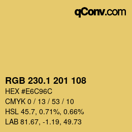 カラーコード: RGB 230.1 201 108 | qconv.com