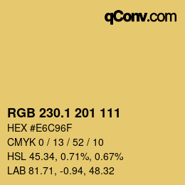カラーコード: RGB 230.1 201 111 | qconv.com