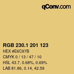 カラーコード: RGB 230.1 201 123 | qconv.com